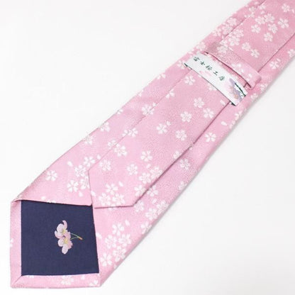 【富士桜工房】桜色・桜花・日本製シルクジャカードの和風ネクタイ