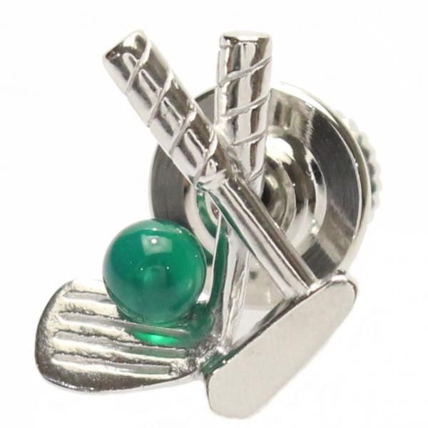 ゴルフクラブ・ボール・グリーンアゲートのタイタック(ピンブローチ)