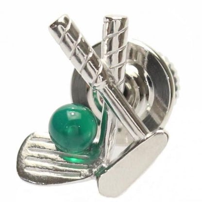 ゴルフクラブ・ボール・グリーンアゲートのタイタック(ピンブローチ)