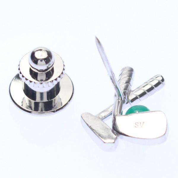 ゴルフクラブ・ボール・グリーンアゲートのタイタック(ピンブローチ)