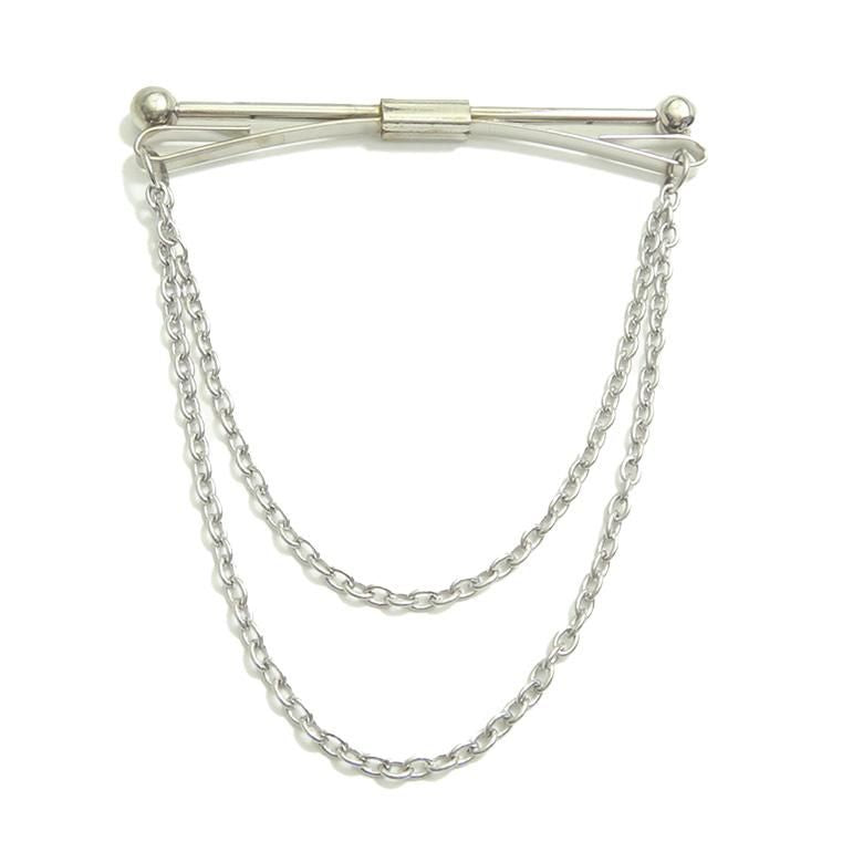 全2色 シルバー ゴールド 二連チェーン付 カラーバー カラーピン ピンホールピン 穴無しOKタイプ