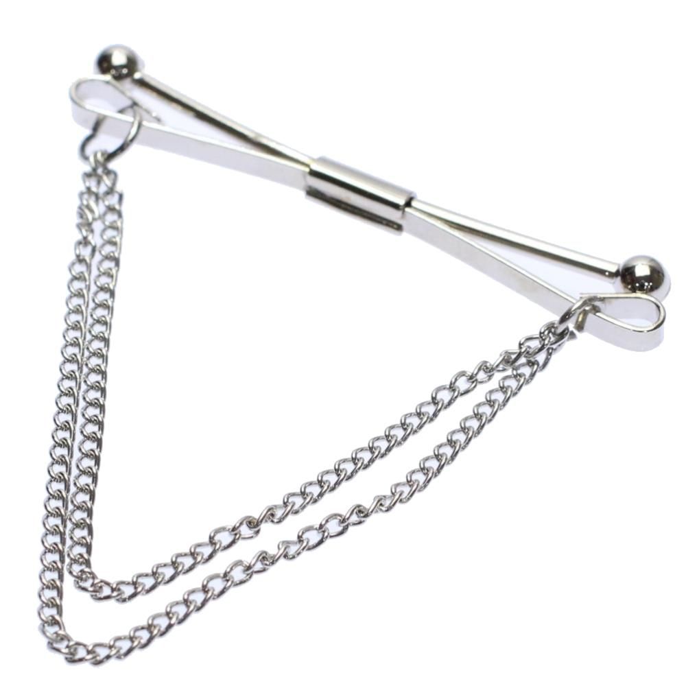 全2色 シルバー ゴールド 二連チェーン付 カラーバー カラーピン ピンホールピン 穴無しOKタイプ