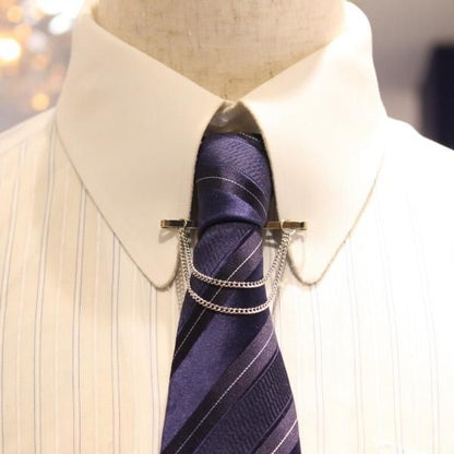 全2色 シルバー ゴールド 二連チェーン付 カラーバー カラーピン ピンホールピン 穴無しOKタイプ