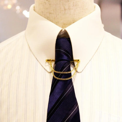 全2色 シルバー ゴールド 二連チェーン付 カラーバー カラーピン ピンホールピン 穴無しOKタイプ