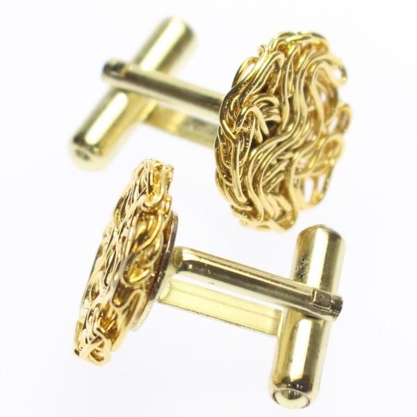 ラウンド・メッシュデザイン・ゴールドのカフス(カフリンクス/カフスボタン)