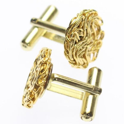 ラウンド・メッシュデザイン・ゴールドのカフス(カフリンクス/カフスボタン)