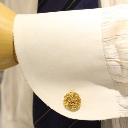 ラウンド・メッシュデザイン・ゴールドのカフス(カフリンクス/カフスボタン)