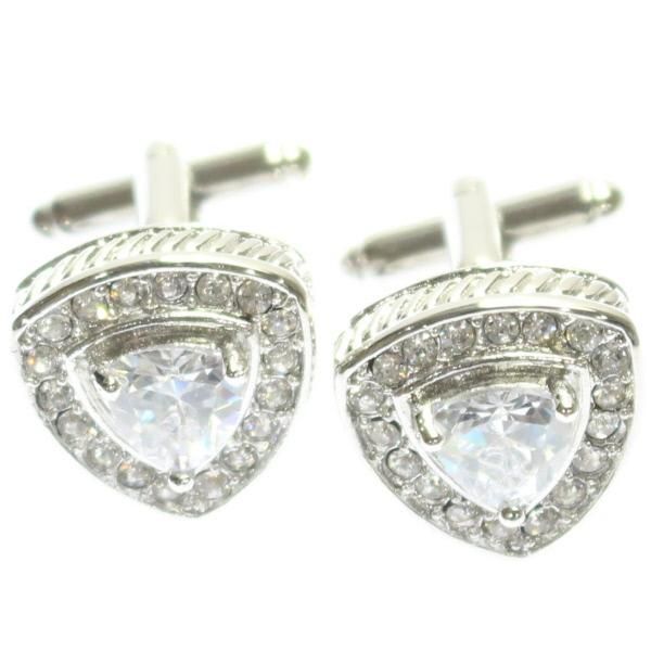 トライアングル・クリアストーン・カフス(カフリンクス/カフスボタン)