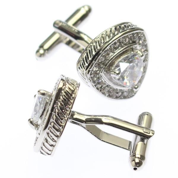 トライアングル・クリアストーン・カフス(カフリンクス/カフスボタン)
