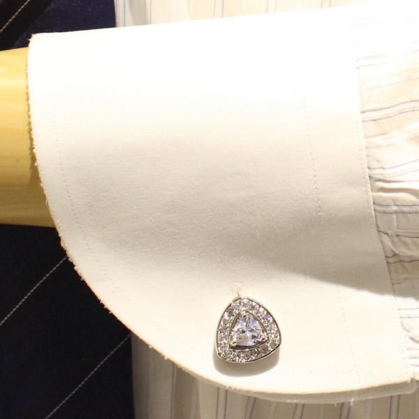 トライアングル・クリアストーン・カフス(カフリンクス/カフスボタン)