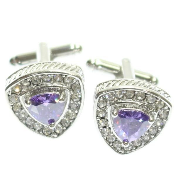 トライアングル・パープルストーン・カフス(カフスボタン)