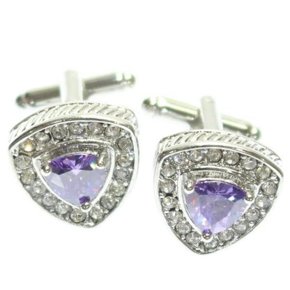 トライアングル・パープルストーン・カフス(カフスボタン)