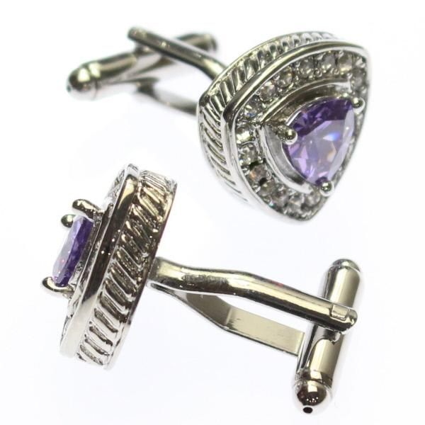 トライアングル・パープルストーン・カフス(カフスボタン)