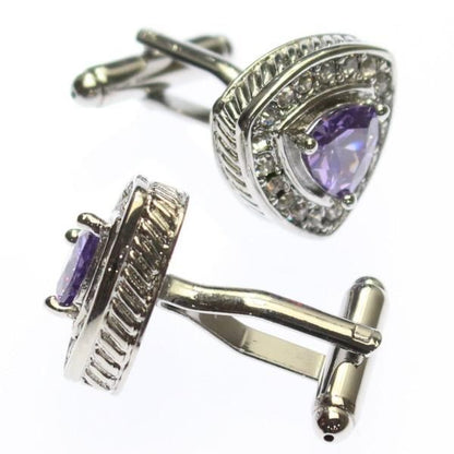 トライアングル・パープルストーン・カフス(カフスボタン)