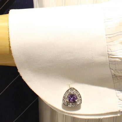 トライアングル・パープルストーン・カフス(カフスボタン)