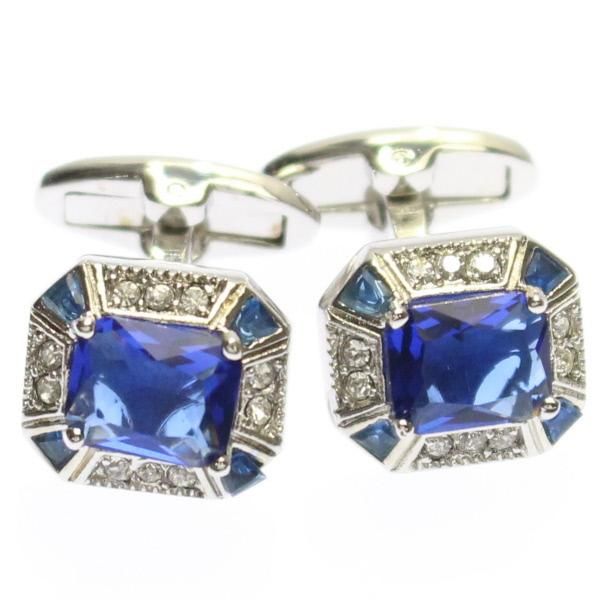 ブルーストーン×クリアストーンのきらきらカフス(カフリンクス/カフスボタン)
