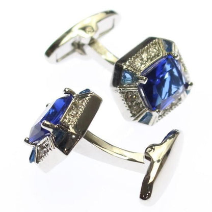 ブルーストーン×クリアストーンのきらきらカフス(カフリンクス/カフスボタン)