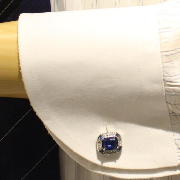 ブルーストーン×クリアストーンのきらきらカフス(カフリンクス/カフスボタン)