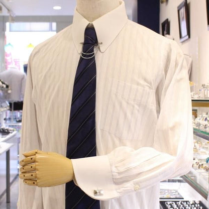 シルバー・ラインストーン・レクタングルのカフス(カフリンクス/カフスボタン)