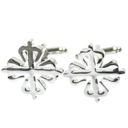 クローバー風デザイン・シルバーのカフス(カフリンクス/カフスボタン)