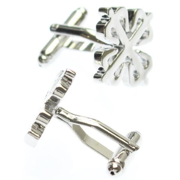クローバー風デザイン・シルバーのカフス(カフリンクス/カフスボタン)