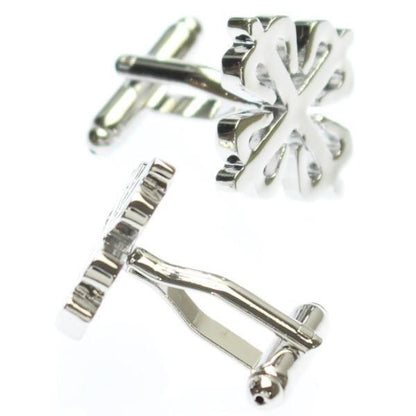 クローバー風デザイン・シルバーのカフス(カフリンクス/カフスボタン)