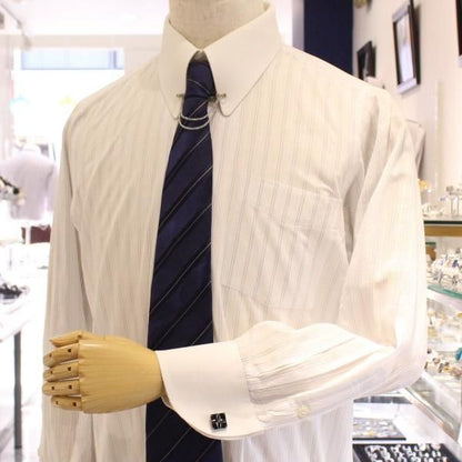 ガンメタリック・フラワーデザインのカフス(カフリンクス/カフスボタン)