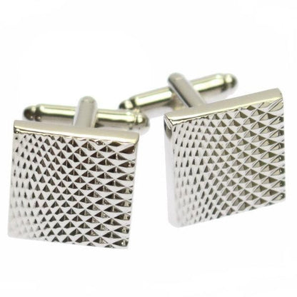 ダイヤ柄・ウェーブデザイン・シルバーのカフス(カフリンクス/カフスボタン)