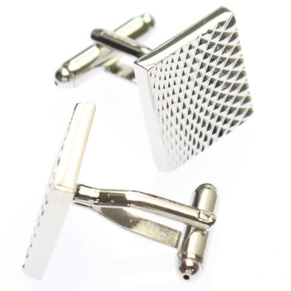 ダイヤ柄・ウェーブデザイン・シルバーのカフス(カフリンクス/カフスボタン)