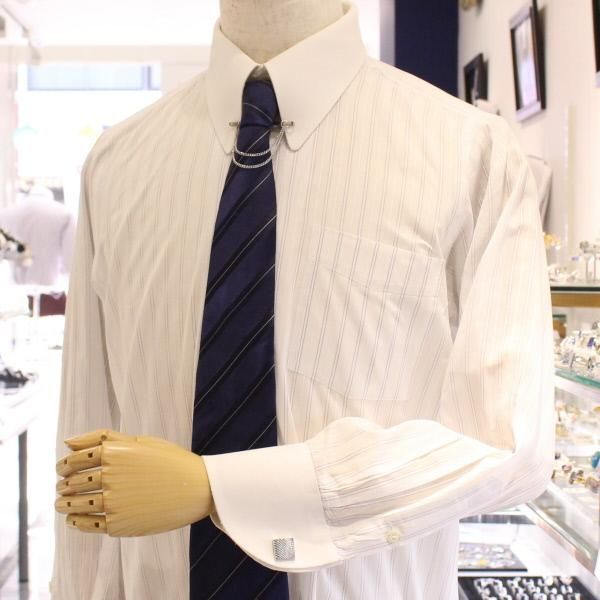 ダイヤ柄・ウェーブデザイン・シルバーのカフス(カフリンクス/カフスボタン)