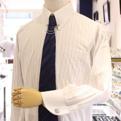 ダイヤ柄・ウェーブデザイン・シルバーのカフス(カフリンクス/カフスボタン)