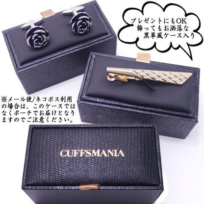 レクタングル・フェミニンなお花デザインのシルバーカフス(カフリンクス/カフスボタン)