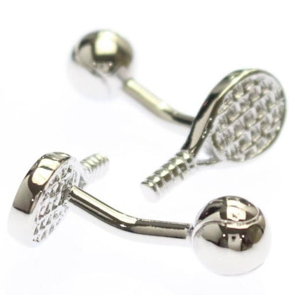 テニスラケット・シルバーのカフス(カフリンクス/カフスボタン)