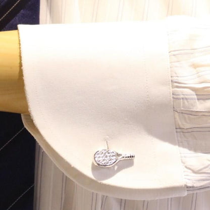 テニスラケット・シルバーのカフス(カフリンクス/カフスボタン)