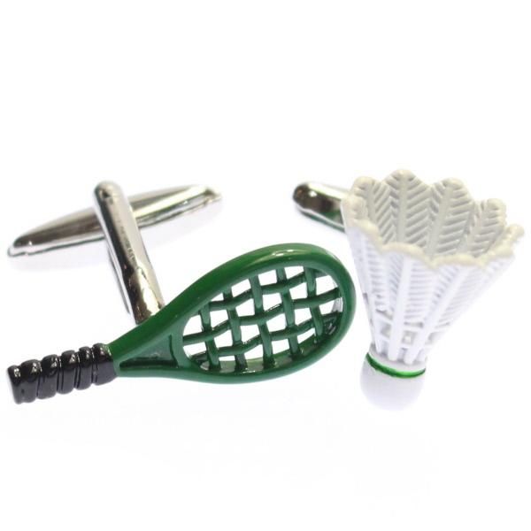 バドミントンのラケット&羽根のカフス(カフリンクス/カフスボタン)