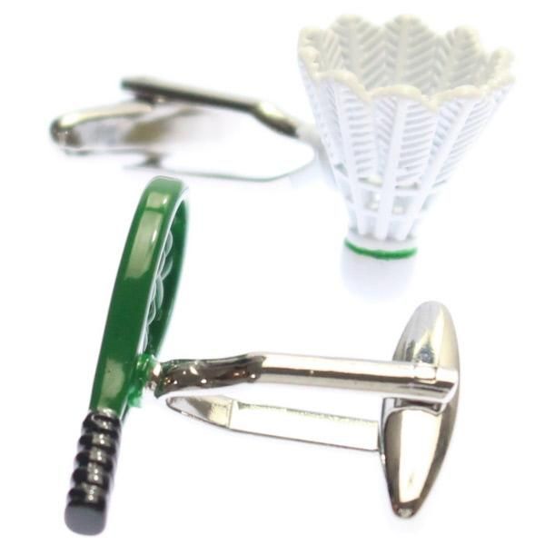 バドミントンのラケット&羽根のカフス(カフリンクス/カフスボタン)