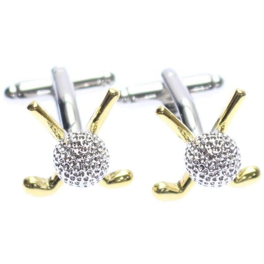 ゴルフクラブ&ディンプルボールのカフス(カフリンクス/カフスボタン)