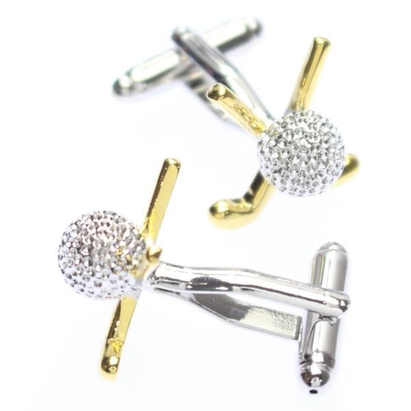 ゴルフクラブ&ディンプルボールのカフス(カフリンクス/カフスボタン)