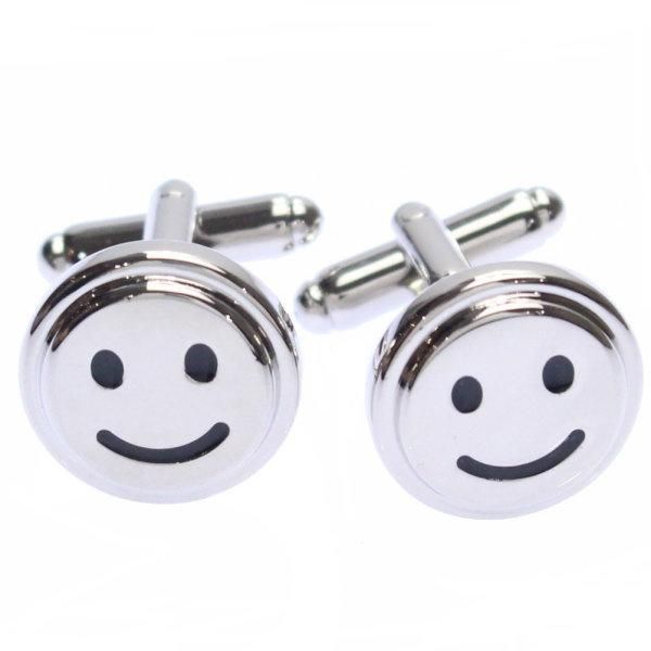 シルバー・スマイルマークのカフス(カフリンクス/カフスボタン)