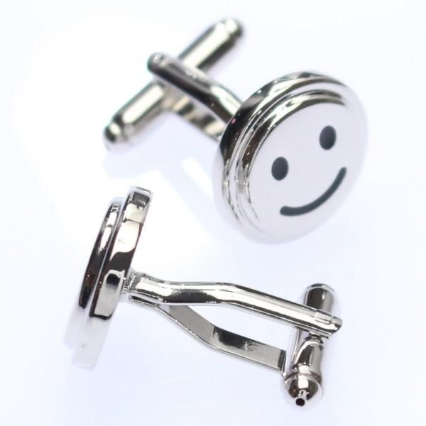 シルバー・スマイルマークのカフス(カフリンクス/カフスボタン)