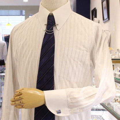 ブルーグラデーション×ラインストーンのカフス(カフリンクス/カフスボタン)