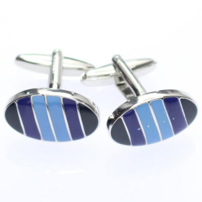 ブラック×ネイビー×ライトブルーのレジメンタルカフス(カフリンクス/カフスボタン)