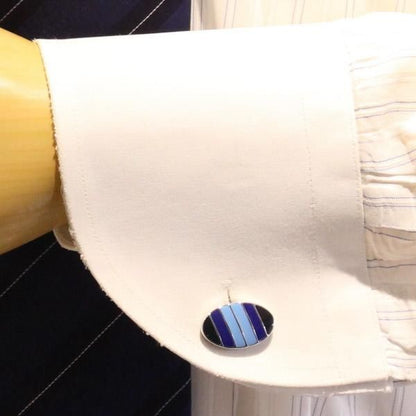 ブラック×ネイビー×ライトブルーのレジメンタルカフス(カフリンクス/カフスボタン)