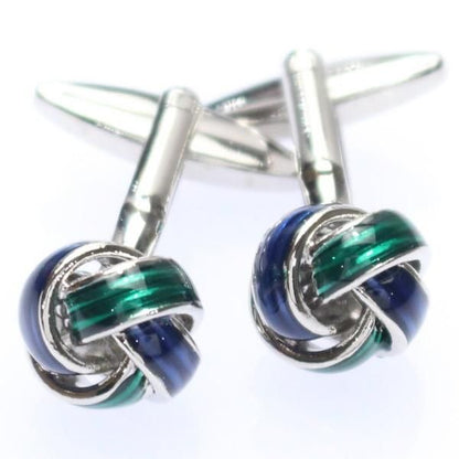 ブルー×グリーン・カラフル結び目のカフス(カフリンクス/カフスボタン)