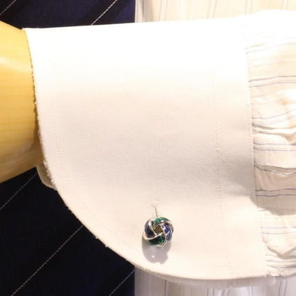 ブルー×グリーン・カラフル結び目のカフス(カフリンクス/カフスボタン)