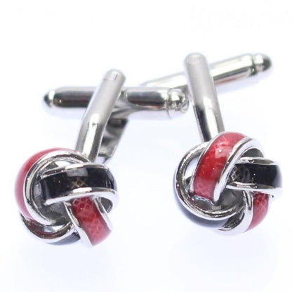 ブラック×レッド・カラフル結び目のカフス(カフリンクス/カフスボタン)