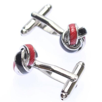 ブラック×レッド・カラフル結び目のカフス(カフリンクス/カフスボタン)