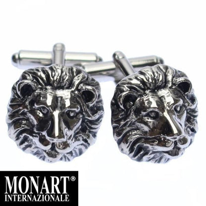 【MONART】ライオン・シルバーのカフス(カフリンクス/カフスボタン)