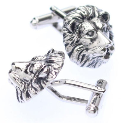 【MONART】ライオン・シルバーのカフス(カフリンクス/カフスボタン)