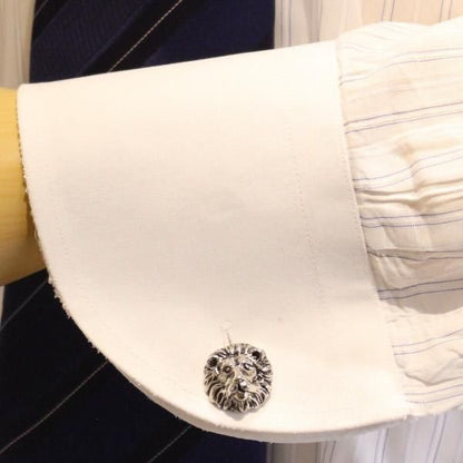 【MONART】ライオン・シルバーのカフス(カフリンクス/カフスボタン)